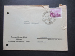 DDR 1955 Leipziger Frühjahrsmesse Nr.447 EF Mit SST Gehrden 850 Jahrfeier Umschlag Thomas Müntzer Schule - Cartas & Documentos