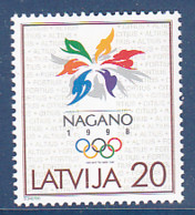 Timbres De Lettonie, Jeux Olympique D'hiver De Nagano, 1Tp De 1998 MI N° 474 MNH ** Départ à 50% De La Cote - Winter 1998: Nagano