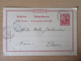 Entier Postal Allemagne 10pf Reichspost - Oberlangenbielau Vers Paris - 1901 - Cachet Paris Etranger - Enteros Postales