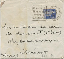 LETTRE AFFRANCHIE N° 368-OBLITERATION DAGUIN  - BLONVILLE BENERVILLE PARADIS DES ENFANTS - 1939 - Mechanical Postmarks (Other)