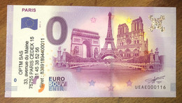 2017 BILLET 0 EURO SOUVENIR DPT 75 PARIS 4 MONUMENTS + TAMPON ZERO 0 EURO SCHEIN BANKNOTE PAPER MONEY BANK - Privatentwürfe