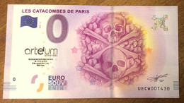 2017 BILLET 0 EURO SOUVENIR DPT 75 LES CATACOMBES DE PARIS N°3 + TAMPON ZERO 0 EURO SCHEIN BANKNOTE MONEY BANK - Pruebas Privadas