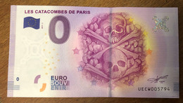 2017 BILLET 0 EURO SOUVENIR DPT 75 LES CATACOMBES DE PARIS N°3  ZERO 0 EURO SCHEIN BANKNOTE PAPER MONEY BANK - Prove Private