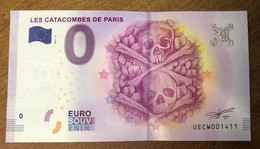 2017 BILLET 0 EURO SOUVENIR DPT 75 LES CATACOMBES DE PARIS N°3 ZERO 0 EURO SCHEIN BANKNOTE PAPER MONEY BANK - Prove Private