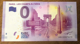 2017 BILLET 0 EURO SOUVENIR DPT 75 PARIS CHAMPS-ÉLYSÉES N°2  ZERO 0 EURO SCHEIN BANKNOTE PAPER MONEY BANK - Privatentwürfe