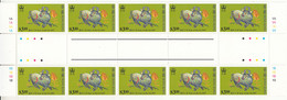 Hong Kong 1997 MNH Sc #782 $3.10 Year Of The Ox Gutter Block Of 10 - Blocchi & Foglietti