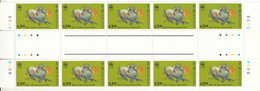 Hong Kong 1997 MNH Sc #782 $3.10 Year Of The Ox Gutter Block Of 10 - Blocs-feuillets