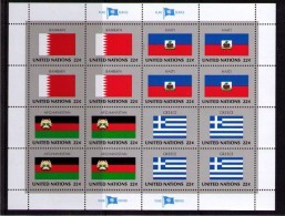 BANDERAS ONU - NU FLAGS - MINI HOJA - MINI SHEET - BAHRAIN - HAITI - AFGHANISTAN - GREECE - Timbres