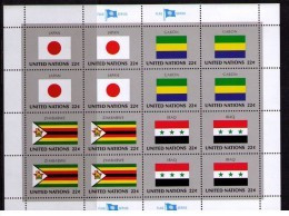 BANDERAS ONU - NU FLAGS - MINI HOJA - MINI SHEET - JAPAN - GABON - ZIMBAWE - IRAQ - Timbres