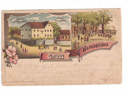 0-5211 WERNINGSLEBEN, Lithographie "Gasthaus Zum Preussischen Hof", Inh. Arno Höpping - Arnstadt