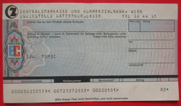 X1- Check,Cheque-Central Savings And Commercial Bank Vienna,Austria-Zentralsparkasse Und Kommerzialbank Wien,Österreich - Cheques En Traveller's Cheques
