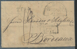 FRANCE - LETTRE DE HAMBOURG LE 8/12/1820 POUR BORDEAUX AVEC  " ALLEMAGNE PAR GIVET " - B - Entry Postmarks
