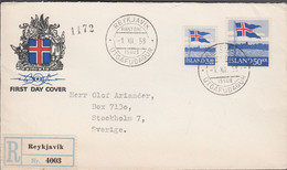 1958. FLAG. FDC REYKJAVIK -1. XII. 58.  (Michel 327-328) - JF424546 - Storia Postale