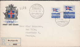 1958. FLAG. FDC REYKJAVIK -1. XII. 58.  (Michel 327-328) - JF424546 - Lettres & Documents