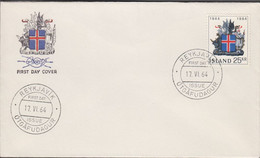 1964. Wappen Islands. 25 Kr. FDC. (Michel 380) - JF424548 - Briefe U. Dokumente