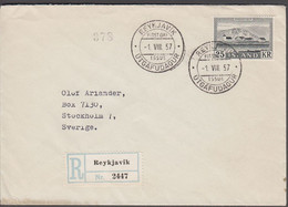 1957. FDC REYKJAVIK -1.VIII. 57. 25 Kr. Bessastadir. Rec.  (Michel 319) - JF424550 - Covers & Documents