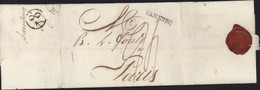Marque Postale Linéaire HAMBURG 1828 écrite En Hébreux Pour Paris Judaica Taxe Manuscrite 24 Cachet Cercle I8 - Vorphilatelie