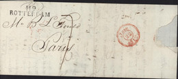 Département Conquis Marque Postale 119 Rotterdam Pour Paris Taxe Manuscrite 7 Dateur Rouge 22 6 1812 Judaica - 1792-1815: Départements Conquis