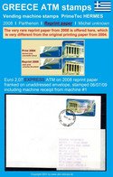 Greece Griechenland HELLAS ATM 22 Parthenon Reprint Paper 2008 / 2,07 EXP On Cover * Frama Etiquetas Automatenmarken - Automaatzegels [ATM]