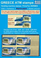 Greece Griechenland HELLAS ATM 22 Parthenon Reprint Paper 2008 * Tariff Set 2008 MNH * Frama Etiquetas Automatenmarken - Automaatzegels [ATM]
