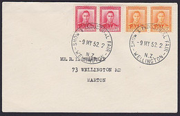 NZ KGVI PAIRS COVER 1952 WELLINGTON INDUSTRIAL FAIR POSTMARK - Cartas & Documentos