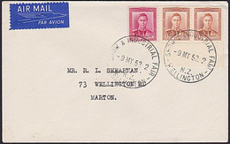 NZ KGVI 7d COVER 1952 WELLINGTON INDUSTRIAL FAIR POSTMARK - Lettres & Documents