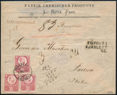 1874 5 Db Látványosan Képbe Fogazott Réznyomat 5kr Ajánlott Levélen Pestről Az Olaszországi Padovába. 2 Olasz Vizsgálóje - Otros & Sin Clasificación