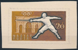 ~1960 Cziglényi Ádám Bélyegtervező Ebben A Formában Nem Megvalósult Római Olimpia 20f Eredeti Bélyegterve 7,5 X 4,2 Cm - Otros & Sin Clasificación