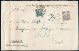 1917 Hivatalos Levél Budapestről 15f Bérmentesítéssel Svájcba, Ott Megportózva - Otros & Sin Clasificación