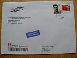 Registered Cover Poland Robert Lewandowski Football Player Flower Grudusk - Storia Postale