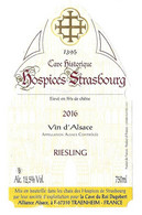 VIN ETIQUETTE  RIESLING - CUVEE HISTORIQUE HOSPICES STRASBOURG 2016 - CAVE DU ROI DAGOBERT A TRAENHEIM BAS RHIN, A VOIR - Riesling