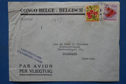 ¤10  CONGO BELGE BELLE LETTRE 1957 POUR  NEDERLAND + AEROPHILATELIE++ +AFFRANCH . INTERESSANT - Covers & Documents