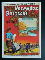 NORMANDIE BRETAGNE        REPRO AFFICHE ANCIENNE    BAINS DE MER    CHEMINS DE FER DE L'OUEST - Basse-Normandie