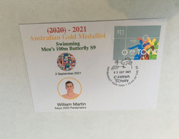 (ZZ 42) 2020 Tokyo Paralympic - Australia Gold Medal Cover Postmarked Haymarket (Swimming) W. Martin (100m) - Summer 2020: Tokyo