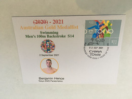 (ZZ 42) 2020 Tokyo Paralympic - Australia Gold Medal Cover Postmarked Haymarket (Swimming) B. Hence - Summer 2020: Tokyo