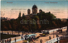 T2/T3 1914 Bucharest, Bucuresci, Bucuresti; Cheiul Dambovitei / Street View, Horse-drawn Tram, Church (EK) - Sin Clasificación