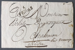 France (Déboursé) Griffe 6 PRIVAS Sur Lettre 14.1.1822 + Verso DÉB. 6. AUBENAS - (C1013) - 1801-1848: Precursores XIX