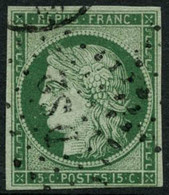 Oblit. N°2 15c Vert, Standard - TB - 1849-1850 Ceres