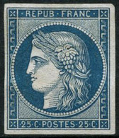 --- N°4 25c Bleu, Essai S/carton Dans La Couleur Définitive - TB - 1849-1850 Ceres