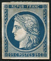 --- N°4 25c Bleu, Essai S/carton Dans La Couleur Définitive - TB - 1849-1850 Ceres