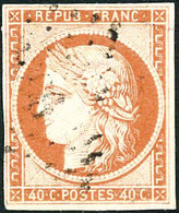 Oblit. N°5 40c Orange, Pelurage - B - 1849-1850 Ceres