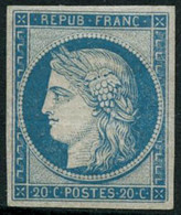 ** N°8F 20c Bleu, Réimp - TB - 1849-1850 Ceres