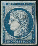 ** N°8F 20c Bleu, Réimp Petites Marges - B - 1849-1850 Ceres