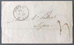 France (Ardèche) TAD Type 13 AUBENAS 14.6.1844 Sur Lettre Pour Lyon - (C1015) - 1801-1848: Vorläufer XIX