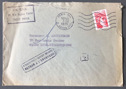 France Sabine Sur Enveloppe 1.12.1979, Griffe Retour à L'envoyeur + Cachet De Facteur - (C1020) - 1961-....