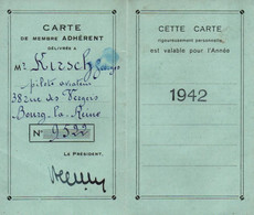 CARTE MEMBRE SOCIETE ENTRAIDE AVIATEURS BLESSES  AILES BRISEES 1942 - Documents