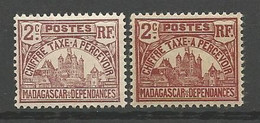 MADAGASCAR TAXE N° 8 X 2 Nuances NEUF*  CHARNIERE /  MH - Timbres-taxe