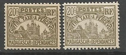 MADAGASCAR TAXE N° 12 X 2 Nuances NEUF*  CHARNIERE /  MH - Strafport