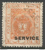 Bhopal - 1932 Arms Official 1/4a Used Perf 14   SG O313b  Sc O13b - Bhopal