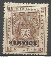 Bhopal - 1932 Arms Official 4a Used Perf 13.5   SG O317  Sc O17 - Bhopal